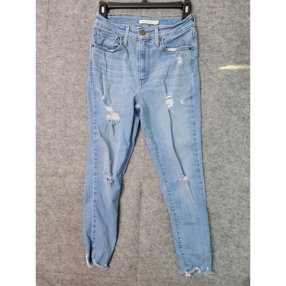 Levi Strauss Co 721 High Rise Skinny Distressed Jeans Blue Women Size 27x28